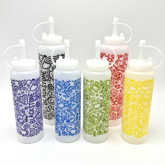 6 Blackstone Squeeze Bottles for Pancake Art Colorful Set Griddle Accessories - Picture 1 of 8
